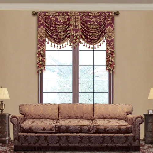 Miniatura 30 de Loom and Mill Cenefas de Cascada de Lujo para Ventanas, Elegante Cenefa de Cortinas Gruesas de Jacquard con Borlas para Sala de Estar, Dormitorio