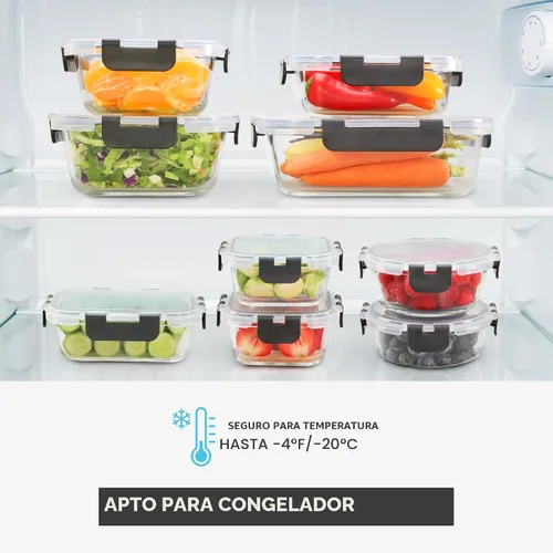 Miniatura 5 de Freshware Contenedores de almacenamiento de vidrio con tapas, 24 piezas, 12 recipientes con 12 tapas, recipiente de vidrio para preparación