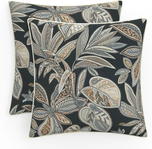 Miniatura 13 de Pillow Perfect Almohadas botánicas para interiores y exteriores, 2 unidades, acento, 16.5 x 16.5 pulgadas, naranja Sunny Daze