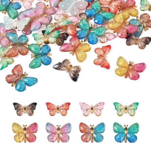 Miniatura 7 de Craftdady Colgantes de Resina de Alas de Mariposa y Alas de Hada - Lindos Colgantes Colgantes de Animales y Dijes de Hongos - Dijes Degradados