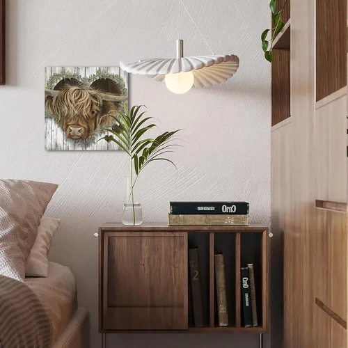 Miniatura 6 de YUEYARIT Lienzo decorativo para pared de vaca de las tierras altas Estilo vintage de granja, impresión decorativa, imagen en lienzo