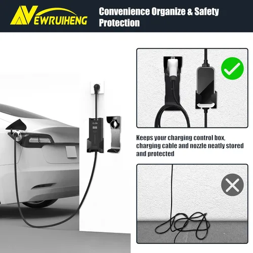 Miniatura 5 de Juego de soporte para cargador de vehículo eléctrico y caja de control, almacenamiento de cargador de vehículo eléctrico de montaje en pared, base