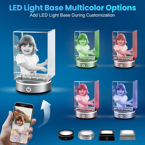 Miniatura 5 de Foto de cristal 3D personalizada, regalos de fotos de Navidad personalizados para mujeres, esposa, mamá, papá, ella, él Foto láser grabada al
