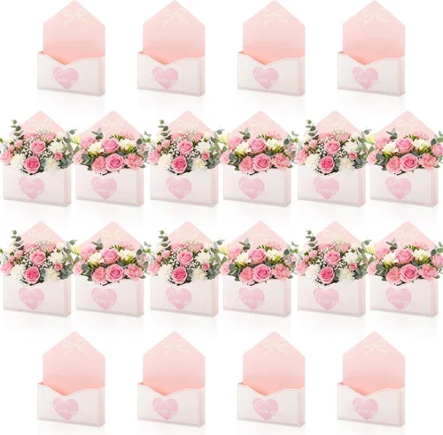Miniatura 13 de Geyee 10 cajas sobre para ramo de floristería de graduación clase de 2026, ramo de flores de corazón rosa, embalaje de papel de regalo, bolsas