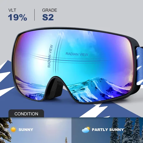 Miniatura 3 de Odoland Gafas de esquí para niños, gafas de snowboard para jóvenes esquiadores de 8 a 16 años, gafas de nieve S2 con lente doble, protección