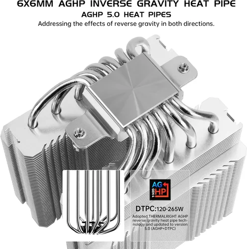 Miniatura 6 de Thermalright Peerless Assassin 120 SE ARGB V2 CPU Cooler, TL‑C12C‑S 120mm PWM Fans, 1850RPM, 6 Heat Pipes, for AMD AM4/AM5 & Intel LGA 1700/1851