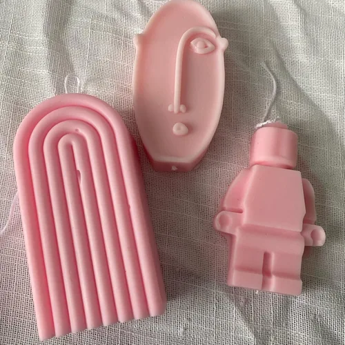 Miniatura 6 de Moldes geométricos de arco iris para velas, molde de silicona en forma de U a rayas, moldes epoxi de líneas abstractas para hacer velas y hornear