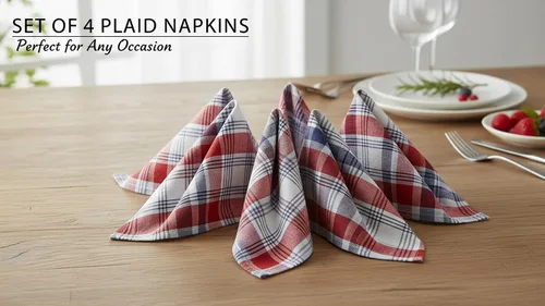 Miniatura 3 de Lintex Home Bargains Plus - Servilletas de tela patrióticas para celebración, juego de 4 Rojo Blanco y Azul, Algodón, Servilleta Americana Tela A