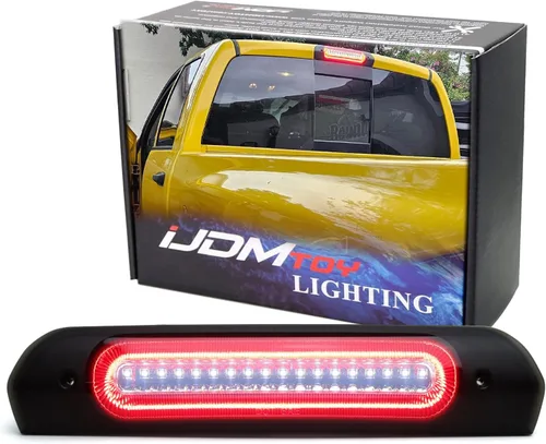 iJDMTOY Lente ahumada estilo coche de carreras estroboscópico LED de montaje alto tercer freno/montaje de luz de espacio libre compatible con Dodge