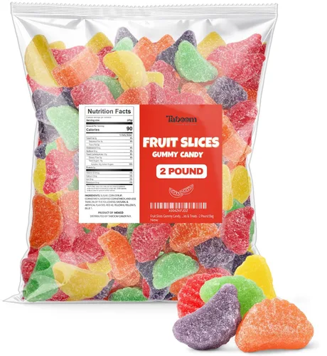 Dulces de Gelatina de Rebanadas de Fruta a Granel, Surtido de Gomitas Suaves y Masticables Recubiertas de Azúcar para Fiestas, Dulces y Golosinas de