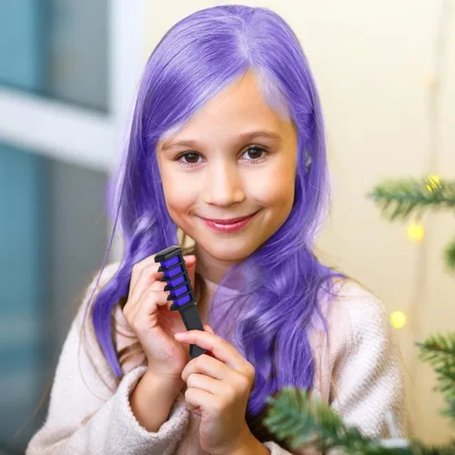 Miniatura 6 de Peine de tiza para el cabello, tinte de color brillante, temporal, lavable, para niñas de 4, 5, 6, 7, 8, 9, 10 años, para fiestas, cumpleaños, Año