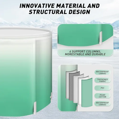 Miniatura 5 de Bañera plegable portátil para adultos, bañera de viaje plegable para campamento, hogar y spa, ahorro de espacio, PVC duradero (gradiente verde)