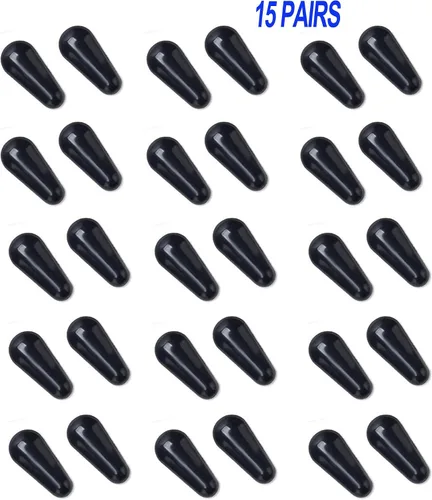Miniatura 2 de 15 pares de almohadillas de nariz adhesivas de silicona suave antideslizante para marcos de plástico, anteojos y lentes de sol (negro, 0.071 in)