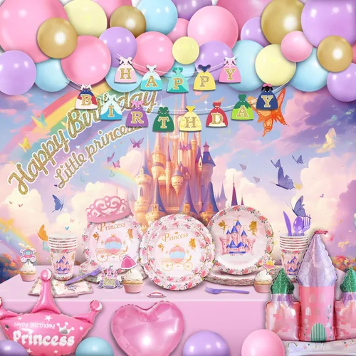 Miniatura 10 de 150 piezas de suministros de fiesta de cumpleaños de dinosaurios para niñas (sirve 12), decoraciones de fiesta de dinosaurio rosa, 50 globos