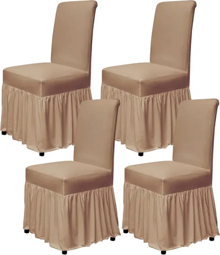 Miniatura 31 de molasofa Juego de 6 fundas para sillas de comedor, fundas elásticas para sillas con falda para cocina, protectores de asiento de cocina, decoración