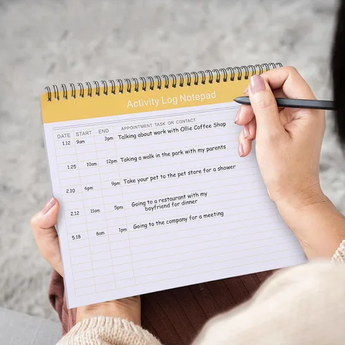 Miniatura 5 de Kisston 4 piezas de cuaderno de registro de actividades diario Libro de notas de actividades diarias 21.6 x 27.9 cm Lista de tareas diarias Cuaderno