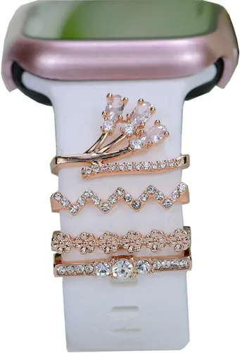 Miniatura 21 de Abalorio de Correa de Reloj, Anillos Decorativos Compatibles con Correas de Silicona de Apple para Mujeres 49mm 45mm 44mm 42mm 41mm 40mm 38mm