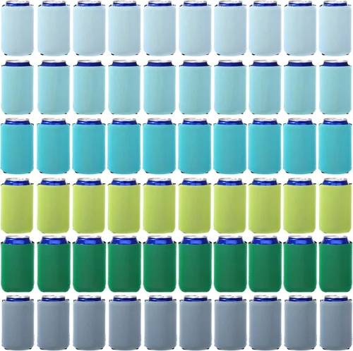 Miniatura 9 de CHENGU Paquete de 60 fundas para enfriar latas de neopreno en blanco, fundas aislantes de bebidas, plegables para fiestas, eventos o bodas