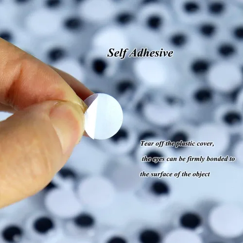Miniatura 4 de 240 piezas de ojos pegajosos con autoadhesivos, pequeños ojos de plástico negro y blanco para proyectos de manualidades DIY, decoraciones