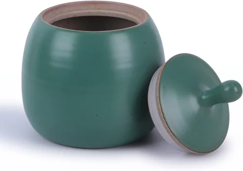 Miniatura 12 de Botes de cocina vintage de cerámica para almacenamiento de alimentos con tapa hermética para té, café, hierbas, azúcar, especias, frutos secos Verde