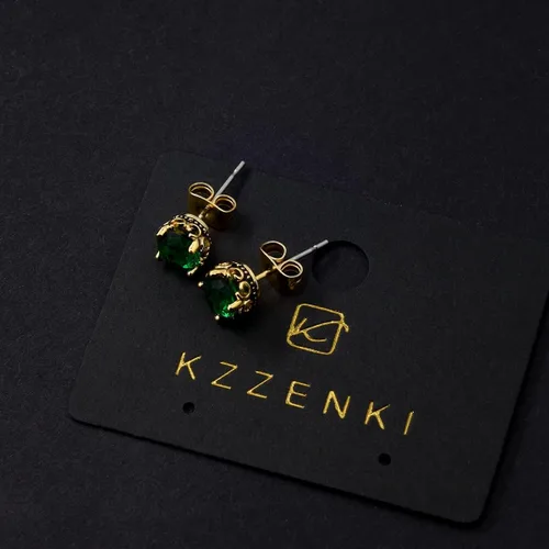 Miniatura 6 de Aretes negros y dorados para hombres y mujeres, con corona retro, hipoalergénicos, de acero inoxidable, con circonita cúbica