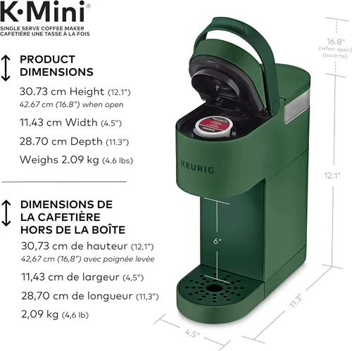 Miniatura 3 de Keurig K-Mini - Cafetera de cápsulas K-Cup de una sola porción, con un diseño ultra elegante, Evergreen