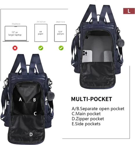 Miniatura 3 de Mochila impermeable liviana de nailon antirrobo para mujer