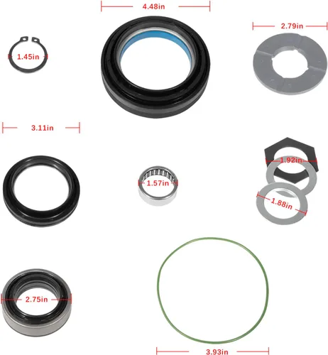 Miniatura 7 de Kit de Sellos: Sello de Polvo del Eje Exterior y Sello del Tubo Interior y Cojinete de Agujas y Anillo de Retención y Sellos de Arandela de Empuje