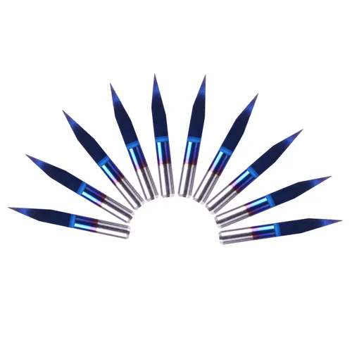 Miniatura 3 de Genmitsu 10 brocas de grabado de capa azul nano, punta de 20 grados de 0.004 in, vástago cónico en V de 1/8 pulgadas