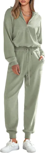 Miniatura 36 de PRETTYGARDEN Conjunto de suéter de 2 piezas para mujer, sudadera con cremallera, pantalones deportivos, ropa casual