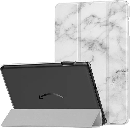 Miniatura 11 de MoKo Funda para tableta Amazon Kindle Fire HD 8 y 8 Plus (12/10ª generación, 2022/2020), funda de piel sintética con soporte triple y carcasa azul