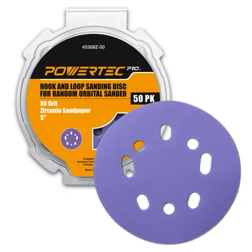 Miniatura 23 de POWERTEC 25PK, 40 Granos, Discos de Lijado de 5 Pulgadas - Gancho y Bucle, Discos de Lijado de Óxido de Aluminio de 5 Pulgadas de 8 Agujeros