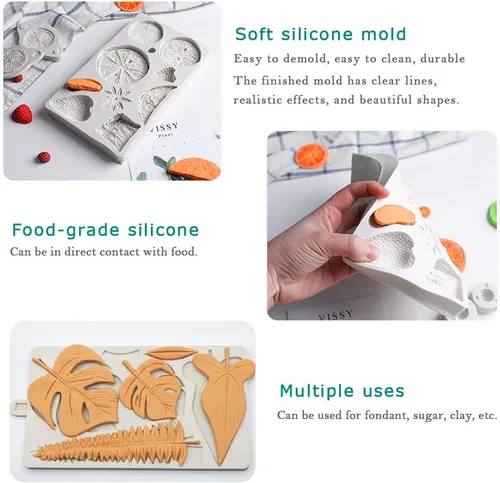 Miniatura 3 de Rolin Roly Moldes de silicona para pasteles de fondant, molde de silicona 3D para dulces, tortuga, hoja, moldes reutilizables, proyectos