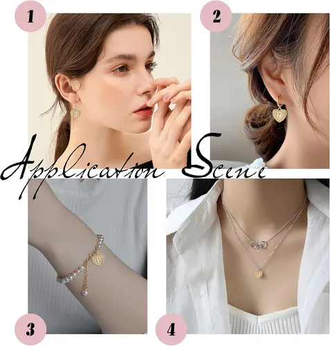 Miniatura 6 de SUNNYCLUE 1 caja de 26 dijes chapados en oro real de 18 quilates con letras de corazón a granel del alfabeto para pulseras, collares, dijes de copa