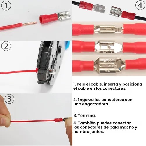 Miniatura 6 de Feggizuli 280 piezas de conectores de crimpado, kit de conectores macho y hembra de pala de 2.8 mm, 4.8 mm, 6.3 mm, 15 tipos de terminales