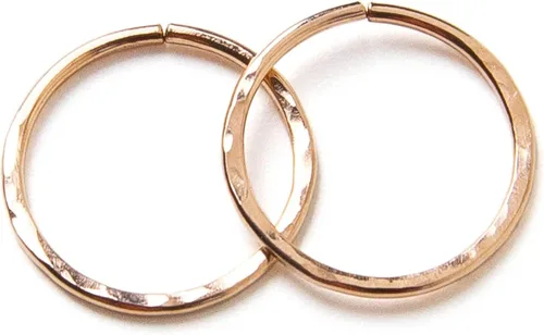 Miniatura 11 de Pequeños aros chapados en oro rosa martillado, mini aretes de aro, aretes de aro Huggie
