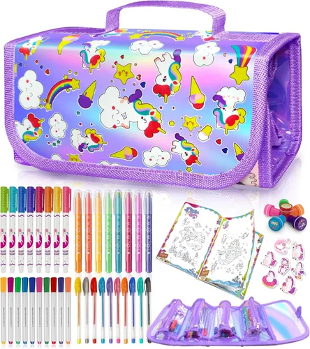 Miniatura 9 de 56 PIEZAS Juego de Marcadores Lavables con Aroma y Purpurina Estuche de Lápices, Artes y Manualidades de Sirenas y Unicornios para niños de 4-6-8