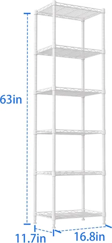 Miniatura 3 de REGILLER Estantería de Alambre de Acero de 6 Niveles, Unidad de Almacenamiento con Estantes Ajustables para Lavandería, Baño, Cocina, Despensa