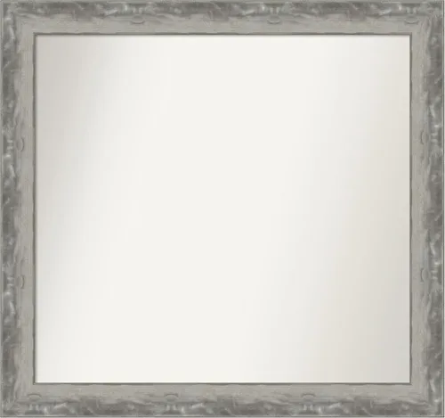 Miniatura 280 de Amanti Art Espejo de baño plateado para sobre el fregadero, 24 x 24 pulgadas, espejo cuadrado de peltre forjado a medida, marco de madera casual