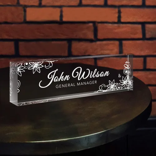 Miniatura 13 de Placa de nombre de escritorio personalizada, placas de identificación de vidrio acrílico personalizadas para escritorios, placa de identificación