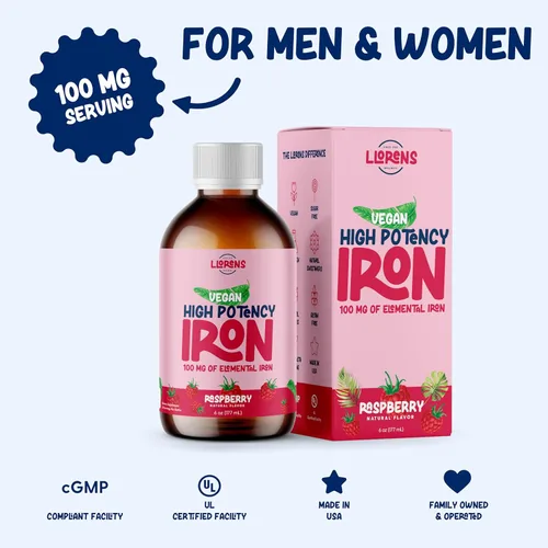 Miniatura 4 de Suplemento de Hierro Líquido de Alta Potencia para Mujeres y Adultos por Llorens - Complejo de Hierro Polisacárido de 100mg, Suplementos de Hierro