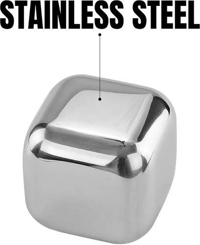 Miniatura 3 de Cubos de hielo refrigerantes reutilizables de acero inoxidable para whisky, vino y bebidas - Juego de 12