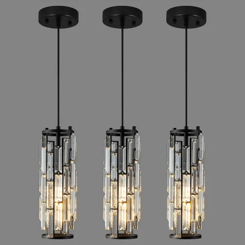 Miniatura 14 de Lámpara colgante moderna cromada para isla de cocina, mini candelabro de cristal, accesorio de iluminación colgante para cocina, isla, comedor