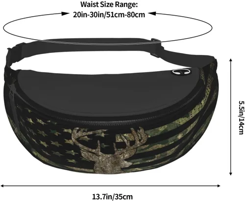 Miniatura 8 de Cangurera de camuflaje con diseño de bandera estadounidense de camuflaje para hombres y mujeres, correa ajustable para viajes, senderismo, ciclismo
