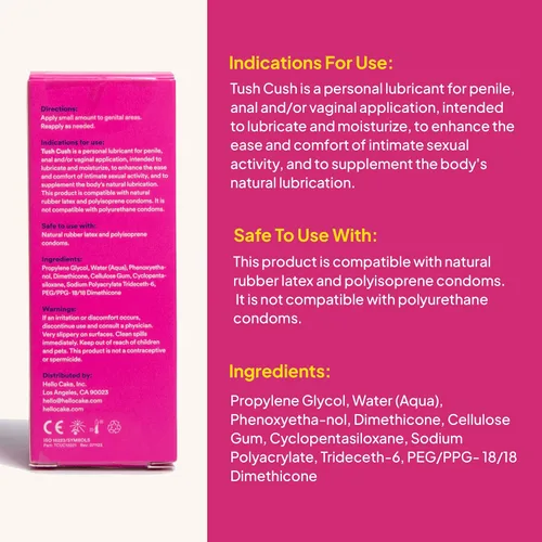Miniatura 2 de Hello Cake Tush Cush, lubricante personal a base de silicona y agua, formulado para uso anal, lubricante híbrido para hombres, mujeres y parejas