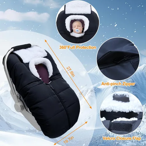 Miniatura 4 de Fairy Baby Funda de Asiento de Automóvil de Invierno para Bebés Carseat – Impermeable, Funda de Asiento de Automóvil Cálida para Bebé – Funda