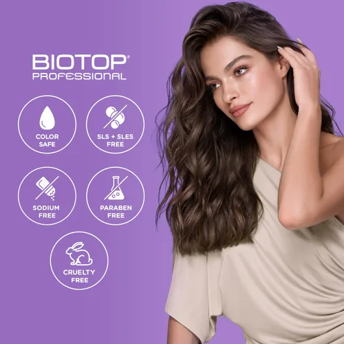 Miniatura 6 de Biotop Professional 19 Pro Silver Shampoo - Champú morado para neutralizar los tonos amarillos y cobrizos, hecho con aceite de girasol y vitamina E