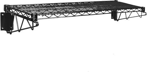Estante de alambre para montaje en pared (epoxi negro, 18 pulgadas de profundidad x 24 pulgadas de ancho)