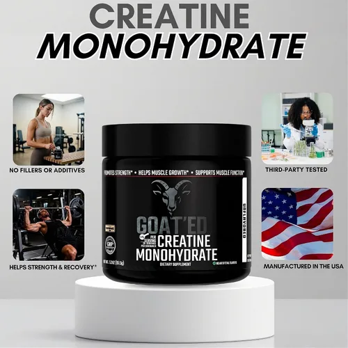 Miniatura 2 de GOAT'ED Monohidrato de creatina en polvo Creatina micronizada 100% pura para crecimiento muscular, fuerza y recuperación Suplemento de creatina