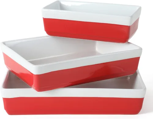 Miniatura 8 de Martha Stewart Juego de 3 piezas de cerámica para horno y mesa – Juego de cacerola y fuente para hornear – Gris – Cerámica resistente apta